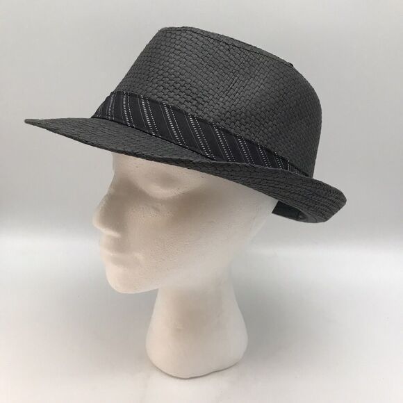 Scala Unisex L Black Summer Straw Fedora Hat Band Trilby Cuban Panama Short Brim - Picture 5 of 10